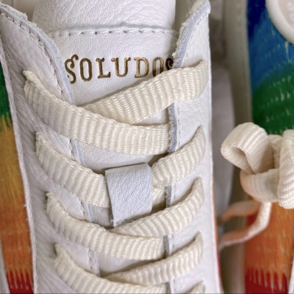 Soludos Womens Low Top Sneakers Rainbow Stripe Embroidered Organic Cotton Size 7 - Picture 9 of 16